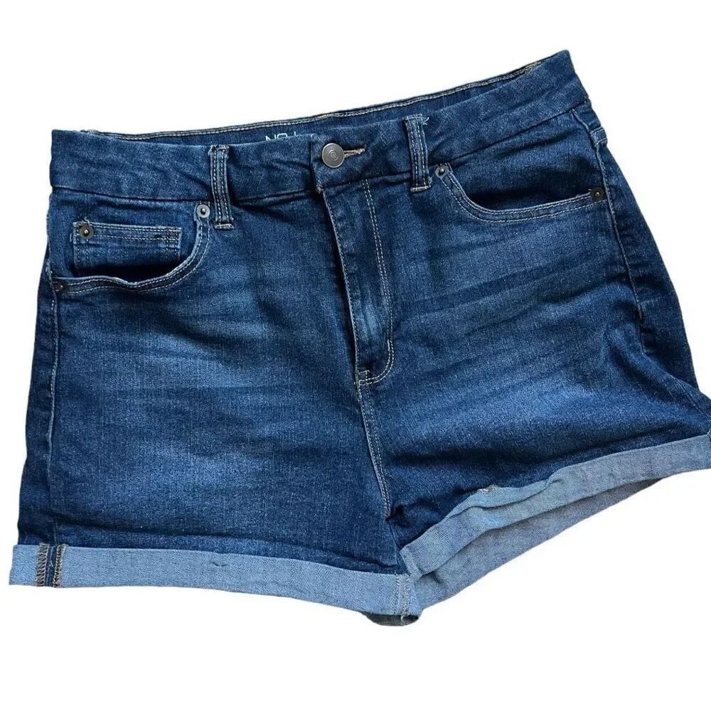 Womens Juniors No Boundaries Medium Rinse Cuffed Jean Denim Shorts - Sz 13